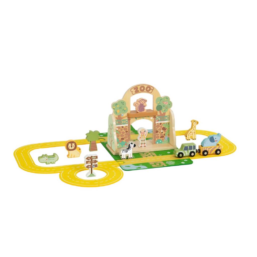 Wooden Zoo Road Playset